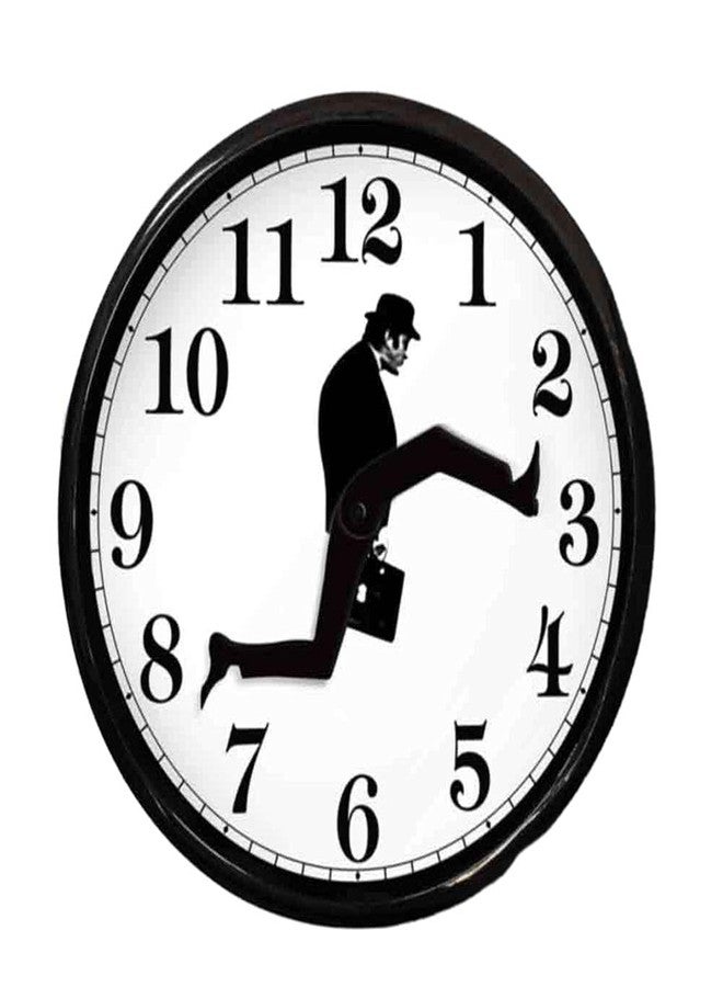 NOENNULL Wall Clock, Creative Wall Clock 3D Wall Art Silent Round Clock British Comedy Inspired Ministry of Silly Walks Clock for Bedroom Kitchen Living Room Decoration (Black) - Image 1
